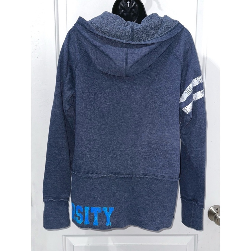 Vanity Vintage Y2K Blue University Full Zip Hooded Sweatshirt - Picture 3 of 4